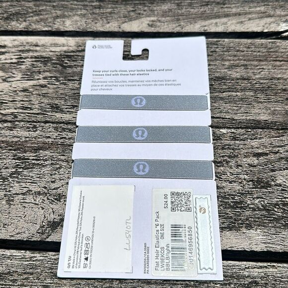 Lululemon Flat Hair Elastics 6 Pack NWT Black/rhino Gray hair tie scrunchie - Picture 4 of 4